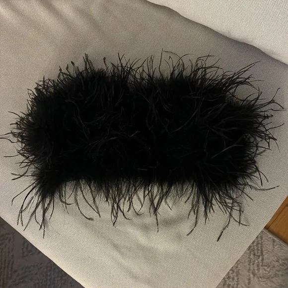 Nasty gal feather cropped bandeau corset top black - Picture 3 of 5